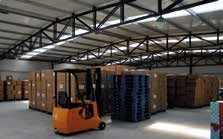 Fabric rolls stored in the warehouse